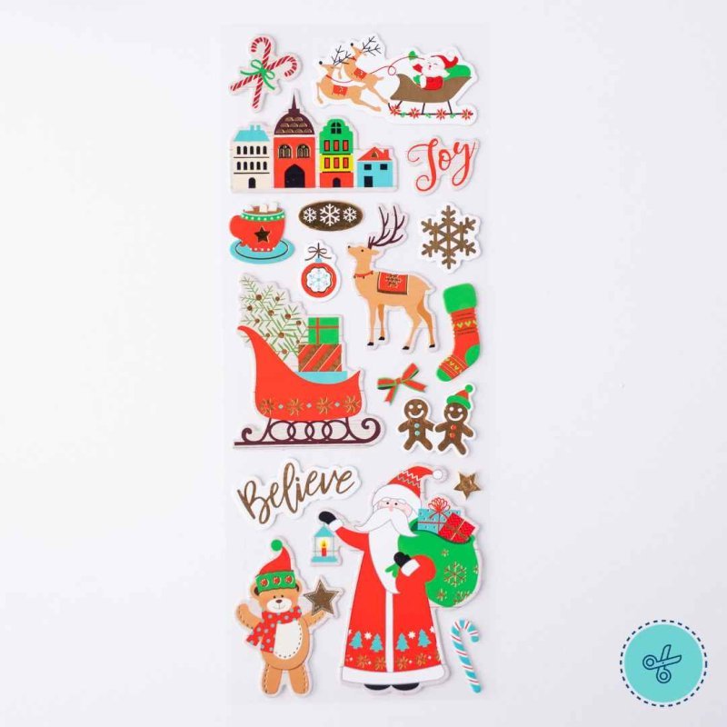 STICKERS RELIEVE NAVIDAD ROJO, SF-229, 18 UND
