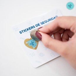 STICKER SEGUR. CORAZON DORADO (RASPAITO), 300 UND, 1"