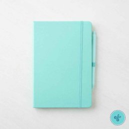 LIBRETA DE RAYAS AQUA Y BOLIGRAFO 8.5" X 5.5"