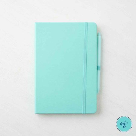 LIBRETA DE RAYAS AQUA Y BOLIGRAFO 8.5" X 5.5"