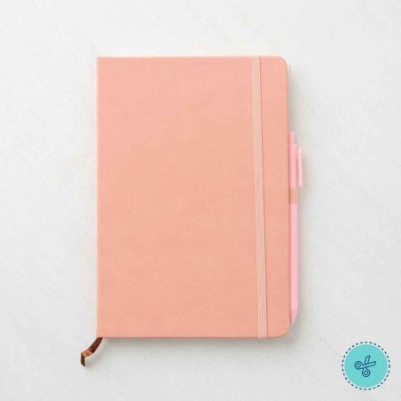 LIBRETA DE RAYAS CORAL Y BOLIGRAFO 8.5" X 5.5"