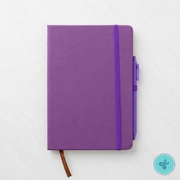 LIBRETA DE RAYAS MORADO Y BOLIGRAFO 8.5" X 5.5"
