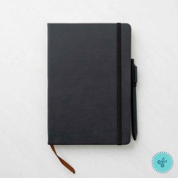 LIBRETA DE RAYAS NEGRO Y BOLIGRAFO 8.5" X 5.5"