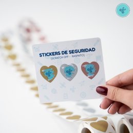 STICKER SEGUR. CORAZON ROSEGOLD (RASPAITO), 300 UND, 1"
