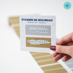 STICKER SEGUR. RECTANG. DORADO (RASPAITO), 100 UND, 2.5*1"