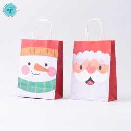 BOLSA ASA NAVIDAD 2 CARAS SANTA-NIEVE 15X21X8CM (12UND)