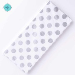 TISSUE BLANCO - BOLAS PLATEADAS, 10 pliegos, 20x26"