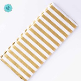 TISSUE RAYAS BLANCAS - DORADAS, 10 pliegos, 20x26"