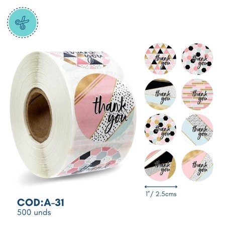 STICKERS CUTE THANK YOU, A-31, 500UND, 1"