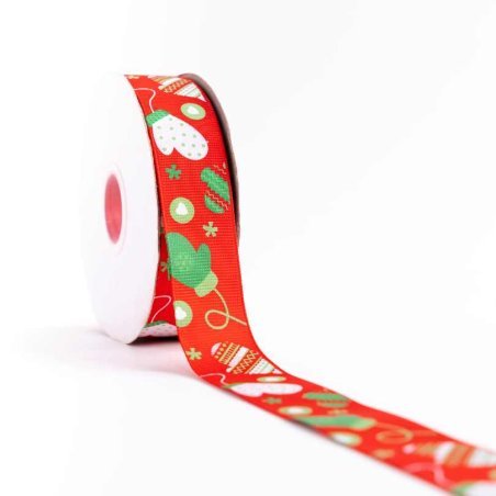 CINTA NAVIDAD GRO 1" ROJA-GUANTES 50yd AV-705