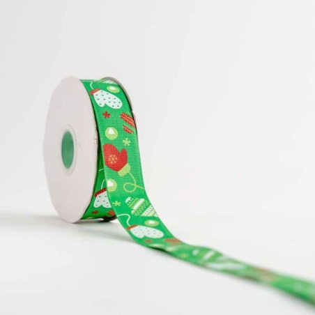 CINTA NAVIDAD GRO 1" VERDE-GUANTES 50yd  NAV-708