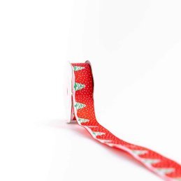 CINTA NAVIDAD GRO 2CM ROJA ARBOL-NIEVE 10yd NAV 305