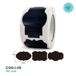 STICKERS COLOR NEGRO,FORMAS VARIADAS, I-08, 150 UND.