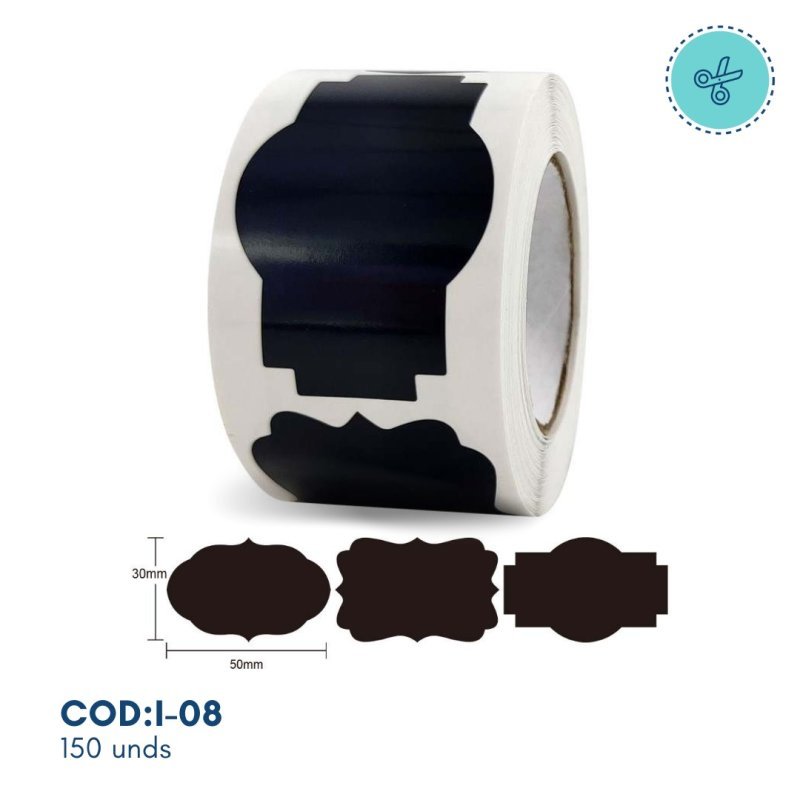 STICKERS COLOR NEGRO,FORMAS VARIADAS, I-08, 150 UND.