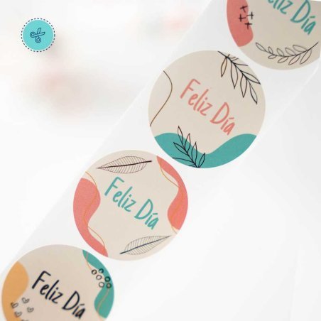 STICKERS FELIZ DIA AESTHETIC, CR-4-FD001, 500 UND, 1.5"