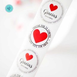 STICKERS GRACIAS CORAZON ROJO, CR-4-GR001, 500 UND, 1.5"