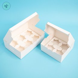 CAJAS DE 4 CUPCAKES BLANCO 6.3 X 6.3 X 3 (12 UND)