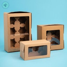 CAJAS DE 4 CUPCAKES KRAFT 6.3 X 6.3 X 3" (12 UND)