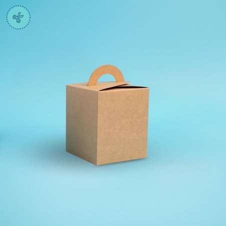 CAJA CON ASA, KRAFT  9.5x9.5x11cm, (6UND)