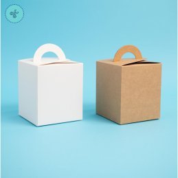 CAJA CON ASA, KRAFT  9.5x9.5x11cm, (6UND)