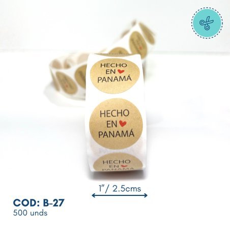 STICKERS KRAFT HECHO EN PANAMA,B-27, 500 UND, 1"