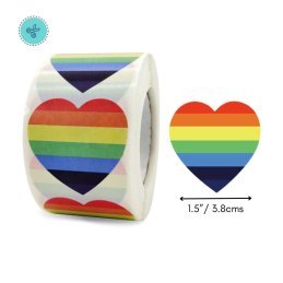 STICKERS CORAZON RAINBOW, A-283-38, 500 UND 1.5"