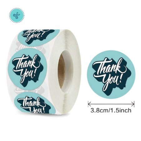 STICKERS AZUL-CELESTE, THANK YOU, A-241-38, 500 UND, 1.5"