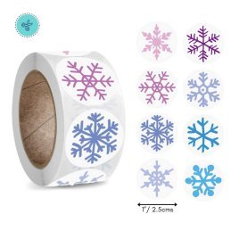 STICKERS SNOW FLAKES, A-158, 500 UND, 1"