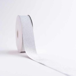 CINTA PAPEL ESCARCHADA PLATA 32mm (1 1/4") 50yd