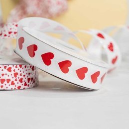 CINTA PAPEL LINEA CORAZONES GRANDES 32mm  1 ¼ " x 100 yd