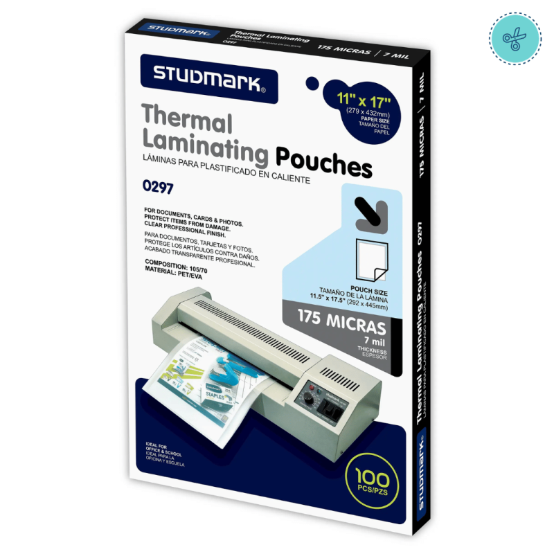 LAMINAS PARA PLASTIFICAR CALIENTE 175MIC 11.5"X17.5"-100 UND