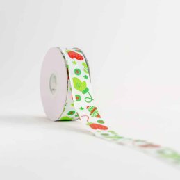 CINTA NAVIDAD GRO 1" BLANCO ARBOLES 50YD