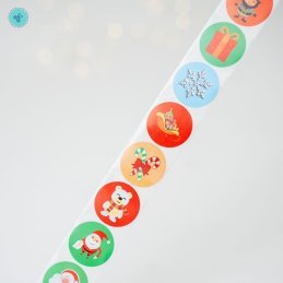 STICKERS NAVIDAD 1" COLORES VIVOS, A-96, 500UND