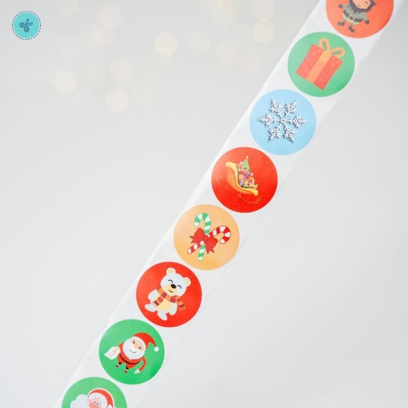 STICKERS NAVIDAD 1" COLORES VIVOS, A-96, 500UND