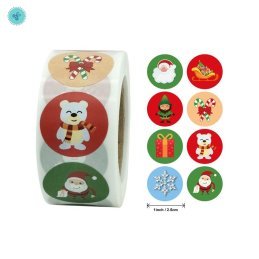 STICKERS NAVIDAD 1" COLORES VIVOS, A-96, 500UND