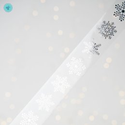 STICKERS NAVIDAD 1.5" COPOS TRANSP PLATEADO, E-05-R3, 500UND