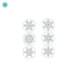 STICKERS NAVIDAD 1.5" COPOS TRANSP PLATEADO, E-05-R3, 500UND
