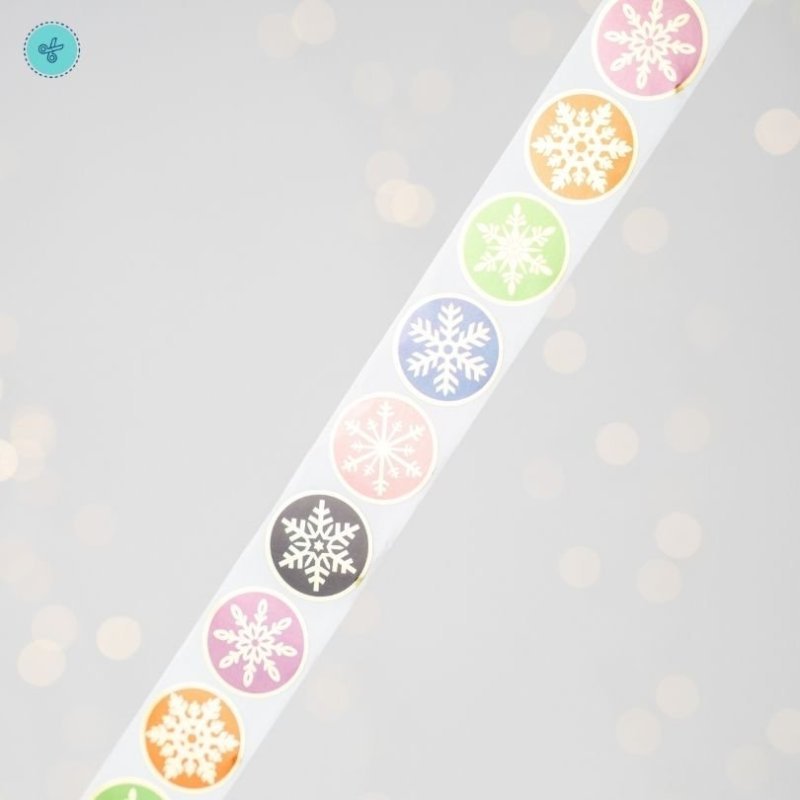 STICKERS NAVIDAD 1" COPOS COLORES DORADO, H-13, 500UND