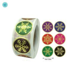 STICKERS NAVIDAD 1" COPOS COLORES DORADO, H-13, 500UND