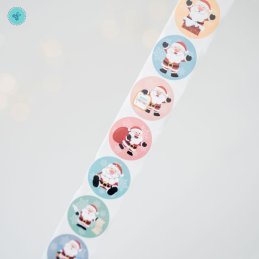 STICKERS NAVIDAD 1" SANTA CLAUS VARIOS, A-312, 500UND