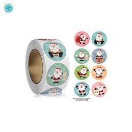 STICKERS NAVIDAD 1" SANTA CLAUS VARIOS, A-312, 500UND