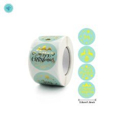 STICKERS NAVIDAD 1.5" FOIL DORADO - AQUA, C-41-38, 500UND