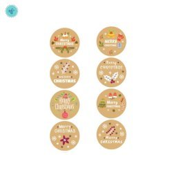 STICKERS NAVIDAD 1" KRAFT MERRY CHRISTMAST, B-61, 500UND
