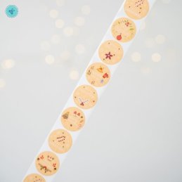 STICKERS NAVIDAD 1" KRAFT MERRY CHRISTMAST, B-61, 500UND