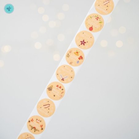 STICKERS NAVIDAD 1" KRAFT MERRY CHRISTMAST, B-61, 500UND