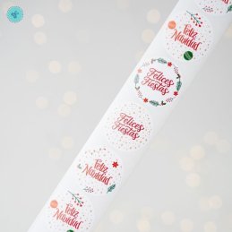 STICKERS NAVIDAD 1.5" FELICES FIESTAS 26, CR-4-NV001, 500UND