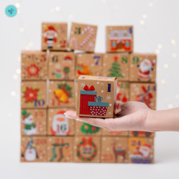 CALENDARIO DE ADVIENTO KRAFT CON ESTUCHE 7X7X7CM (24UND)