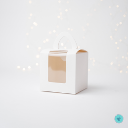 CAJA BLANCA CON ASA Y VENTANA 12X12X12cm - 12UND