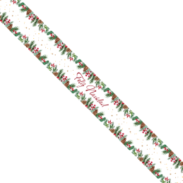 LISTON DECORATIVO OBSQ. FELIZ NAVIDAD PINO 31.5X3.5" -20UND