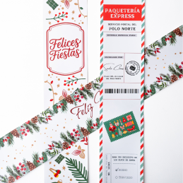 LISTON DECORATIVO OBSQ. CORREO SANTA 31.5X3.5" - 20UND